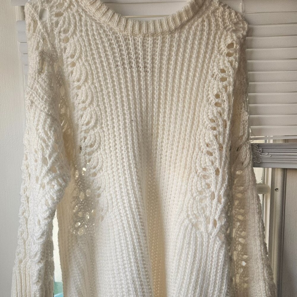 Anthropologie "Pilcro" white sweater